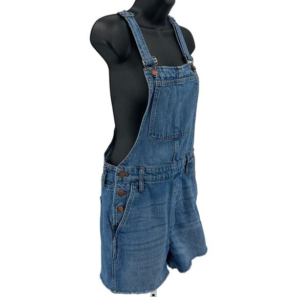 Madewell Adirondack Short Overalls WMNS S Denville Wash Adjustable Strap Button - Picture 3 of 8